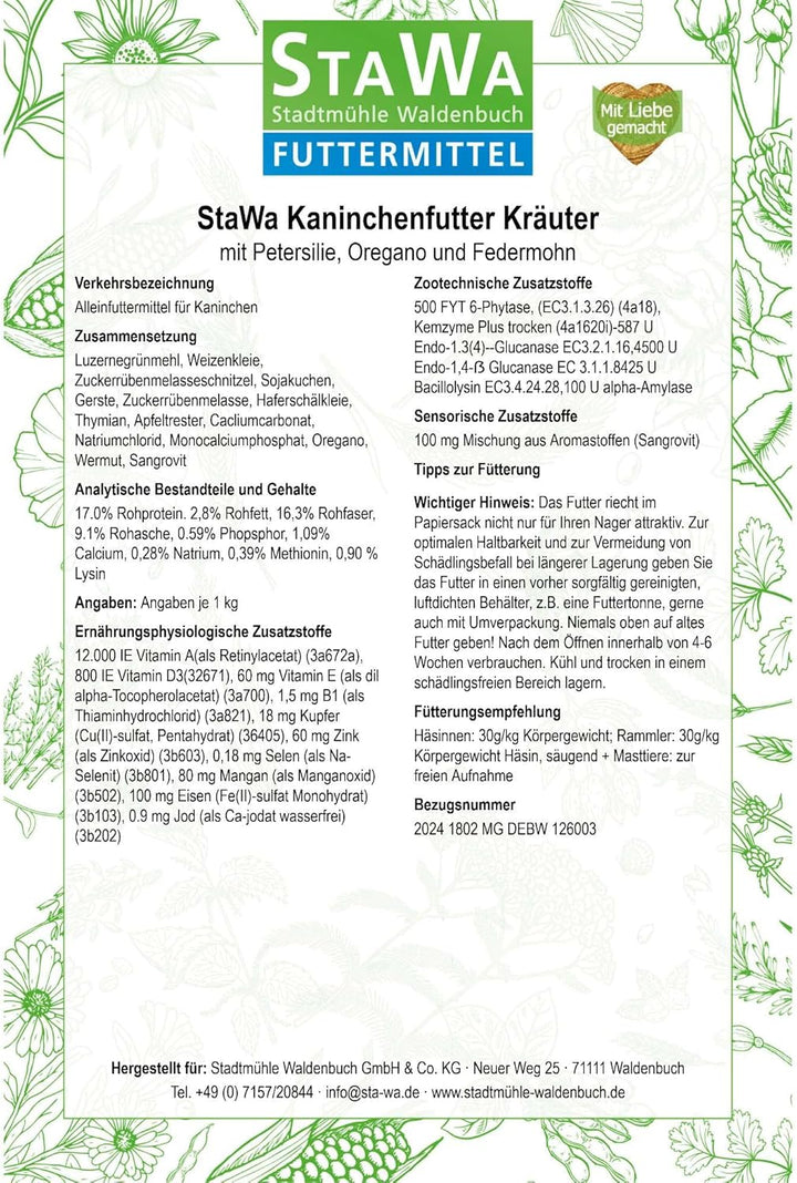 StaWa Kaninchenfutter Kräuter 25 kg, 25 kg