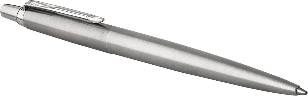 Parker Jotter Kugelschreiber | Edelstahl mit Chromzierteilen | Mittlere Spitze | Blaue Tinte | Schul