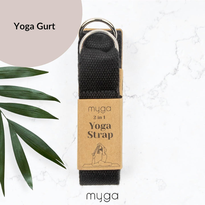Myga Kork Yoga Zubehör Set | 2 Rutschfeste Kork Yoga Blöcke &amp; Verstellbarer Yoga Gurt | Perfekt für