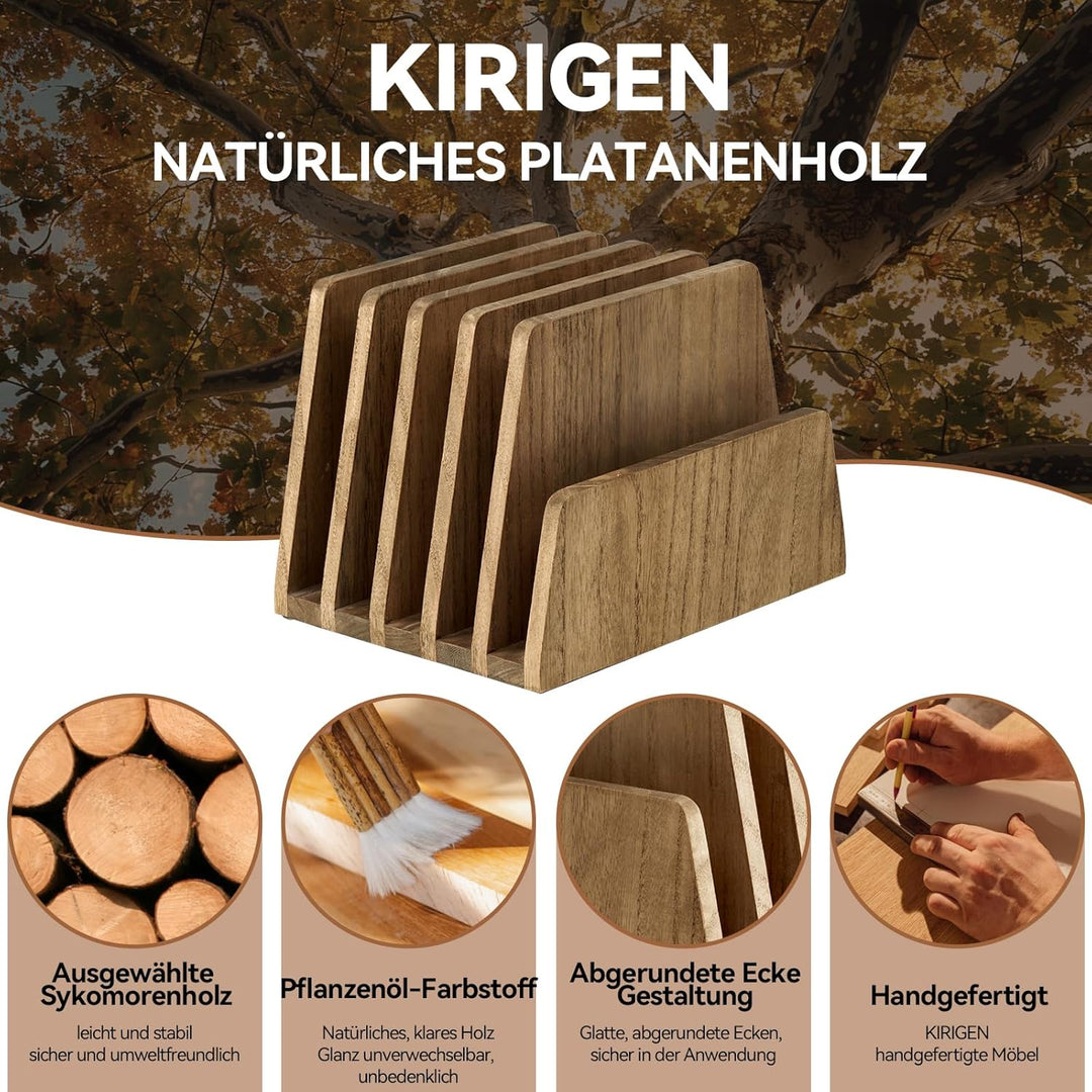 KIRIGEN hölzernen Schreibtisch Mail Organizer 5 Slots File Paper Holder Desktop Holz Dokument Letter