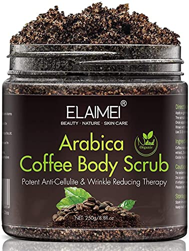 Natürliches Kaffee Body Scrub Peeling mit Bio-Kaffee-Körperpeeling, Face, Body Scrub Peeling Grau, G