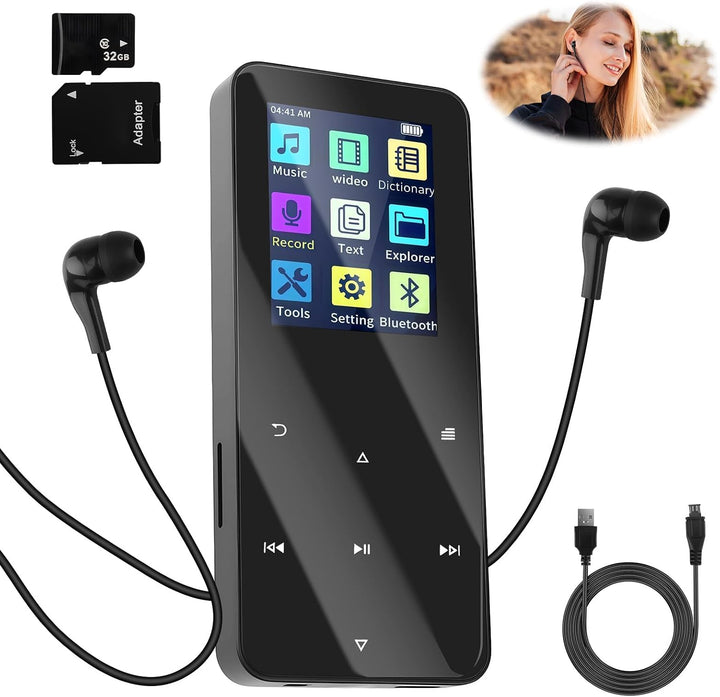 32GB Metall MP3 Player mit Bluetooth 5.3 &amp; 1,8" Kratzfestes Display | Kinder MP3 Player mit Lautspre