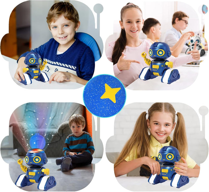 Roboter Kinder Spielzeug, Wiederaufladbar Roboter mit Sternenhimmel Projektor Nachtlicht Kinder, Mus