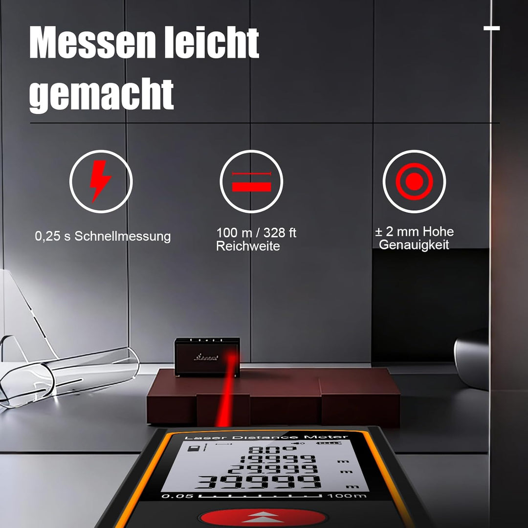 Laser Entfernungsmesser Lasermessgerät Distanzmessgerät mit Winkelanzeige | Lasermessgerät mit rotem