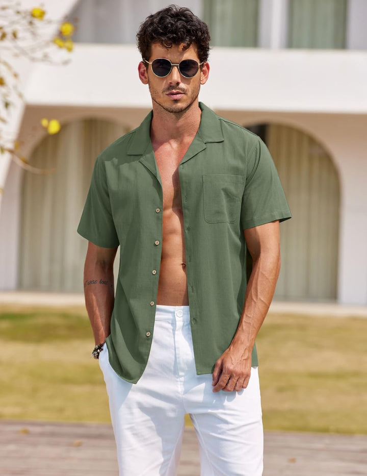 COOFANDY Hawaii Hemd Männer Kurzarm Sommer Fronttasche Hawaii-Print Freizeit Funky Baumwolle Hawaiih