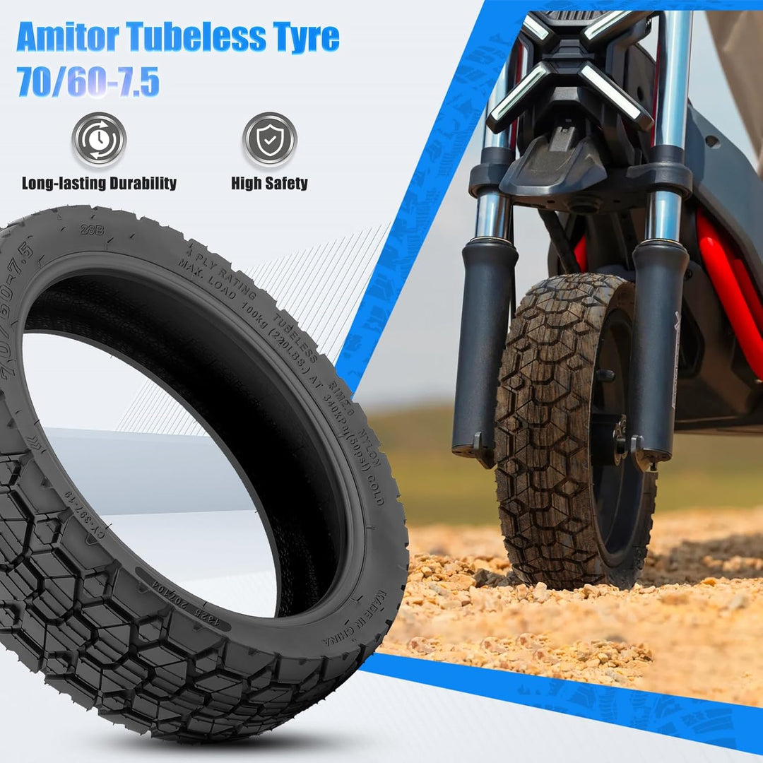 70/60-7.5 E Scooter Reifen Tubeless für 11 Zoll Räder - Offroad &amp; Geländetauglich - Ersatz-Vakuumrei