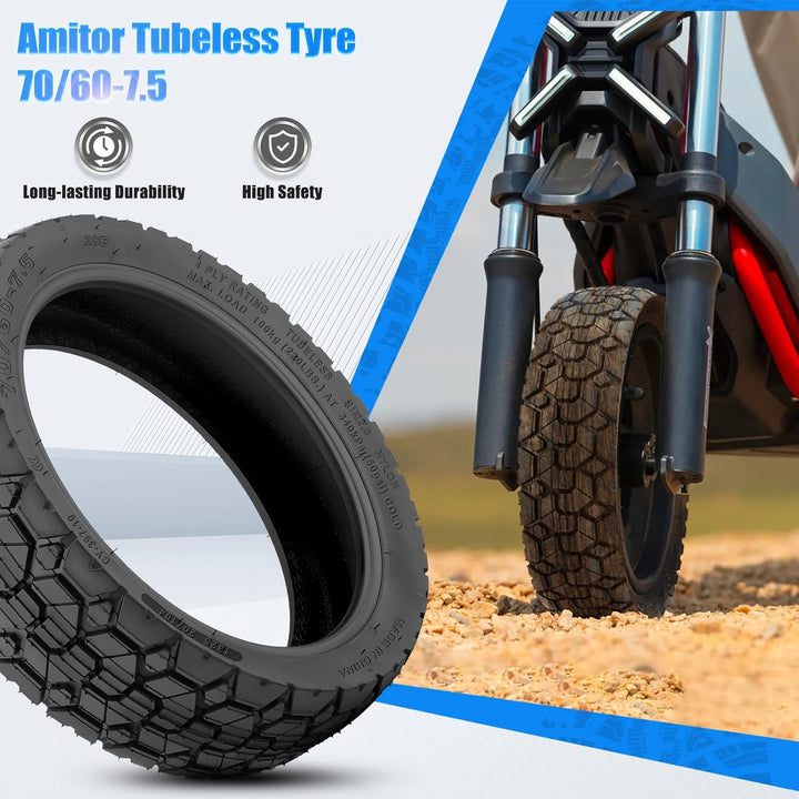 70/60-7.5 E Scooter Reifen Tubeless für 11 Zoll Räder - Offroad &amp; Geländetauglich - Ersatz-Vakuumrei