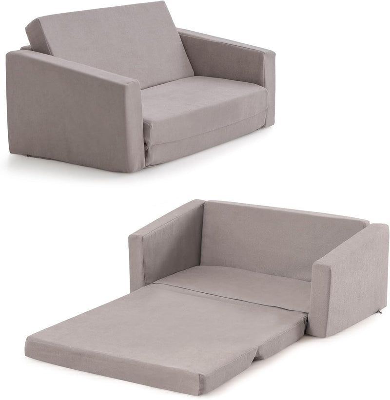 COSTWAY Kindersofa, Textilflanell, Schwamm, Dunkelgrau, 77 x 43 x 40cm, Dunkelgrau