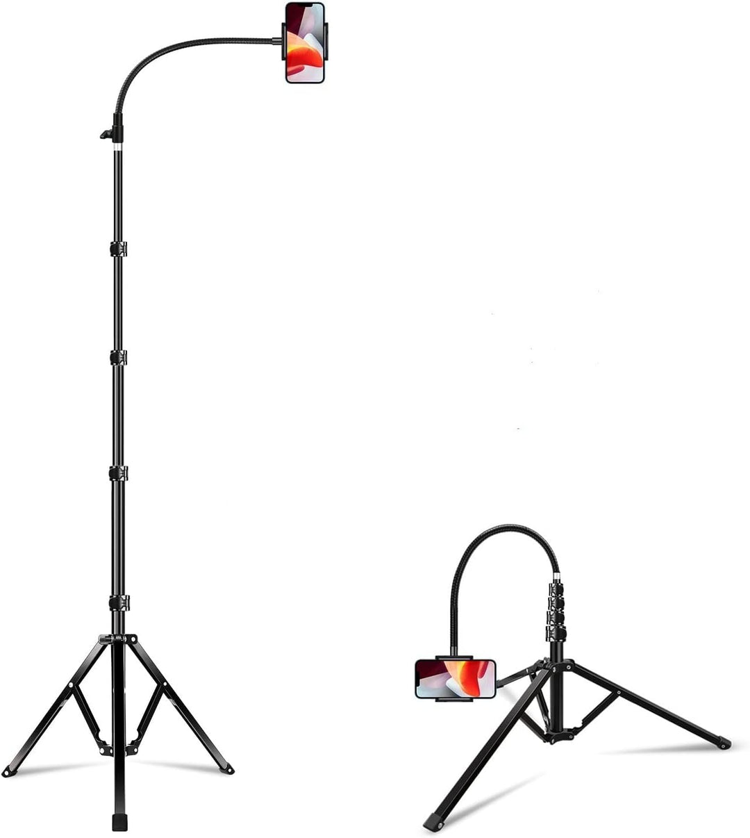 elitehood 203cm Handy Stativ, 360° Drehbar Overhead Stativ iPhone Gross | Hoch Aluminium Stativ für