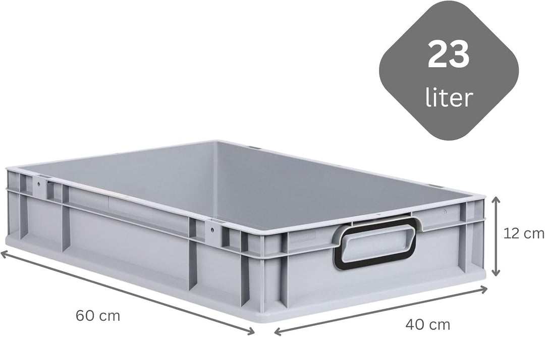 PROREGAL SparSet 5x Eurobox NextGen Color | HxBxT 12x40x60cm | 23 Liter | Griffe schwarz geschlossen
