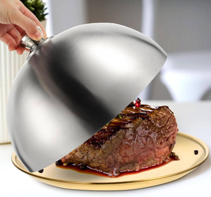Cabilock Speiseglocke Edelstahl Burger Dome Käse Schmelzkuppel Tellerglocke Servierglocke Teppanyaki