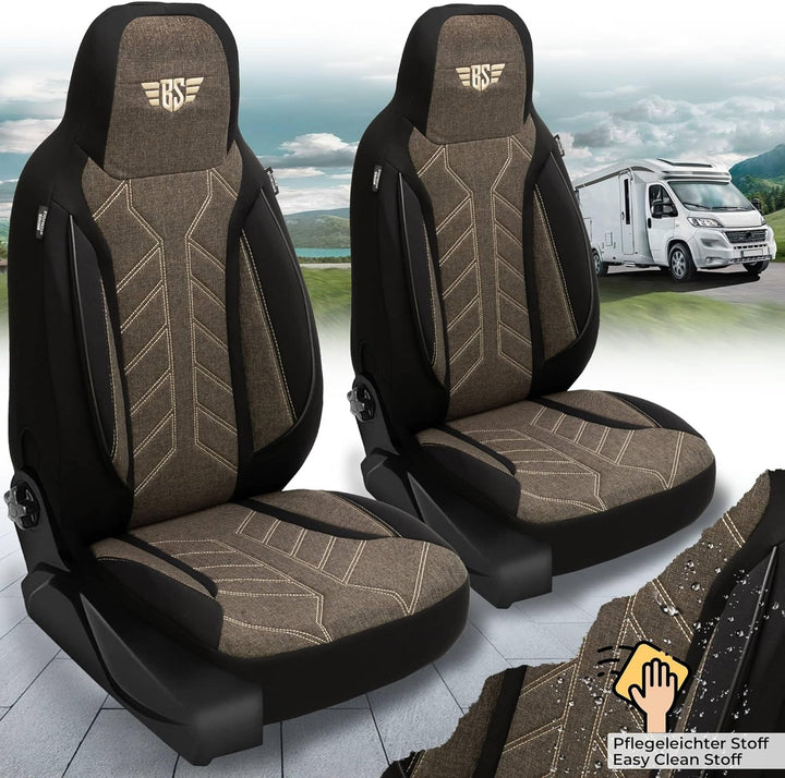BREMER SITZBEZÜGE Wohnmobil Schonbezüge für FIAT Ducato Jumper Boxer PLKT212 PLKT212 - Schwarz/Braun