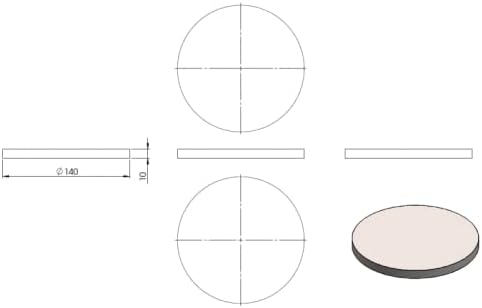 Ronde ø 140mm, Stärke 10mm, einseitig geschliffen, gelasert, mit Längsschliff