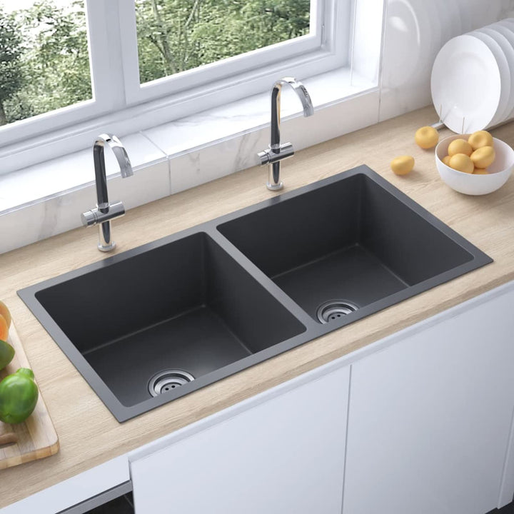 Tidyard Handgemachte Einbauspüle mit Sieb Küchenspüle Spülbecken Edelstahlspüle Edelstahl 86.5 x 44