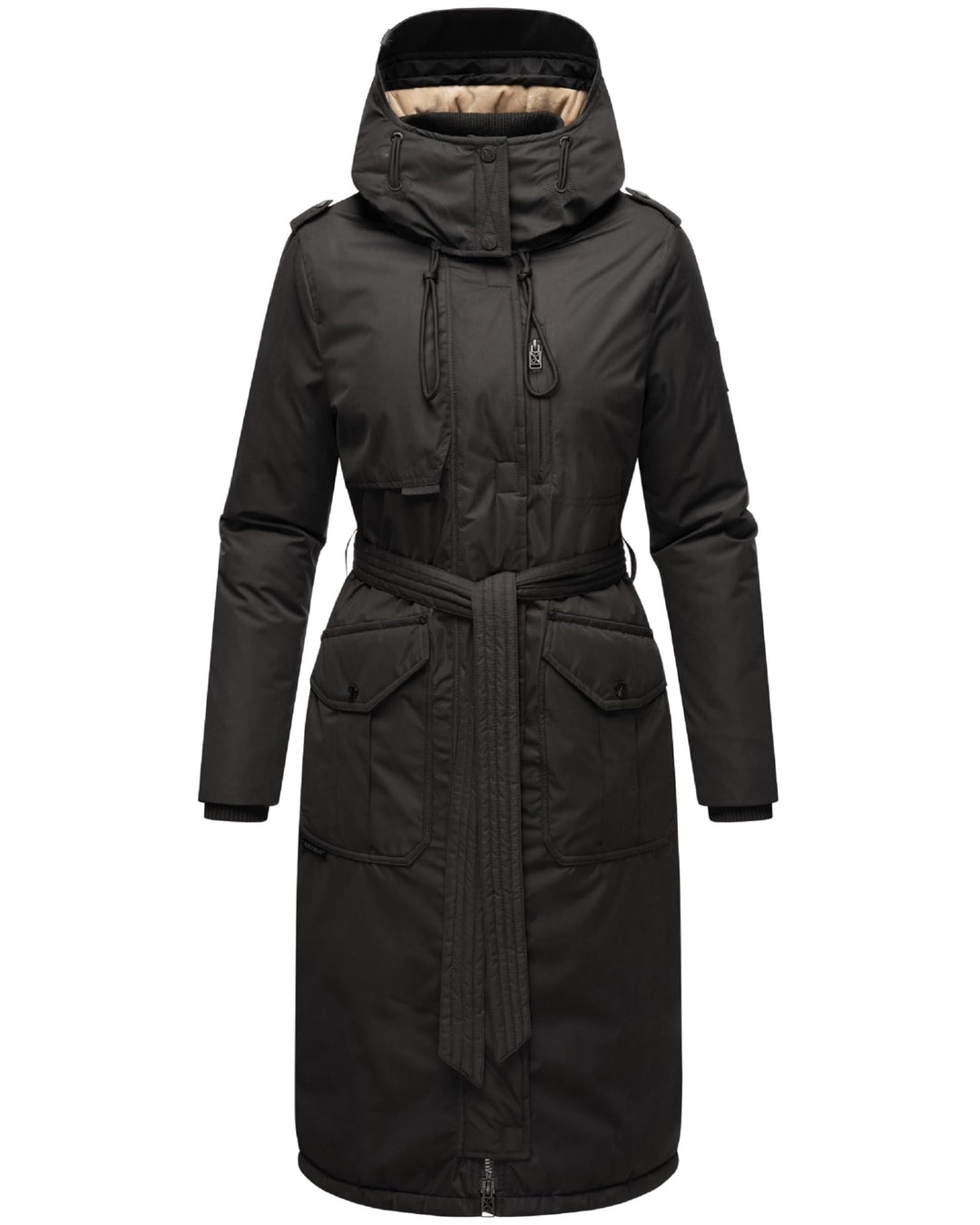 Navahoo Damen Wintermantel Warmer Parka lang mit hohem Kragen und weicher Kapuze Hokulanii XS-XXL M