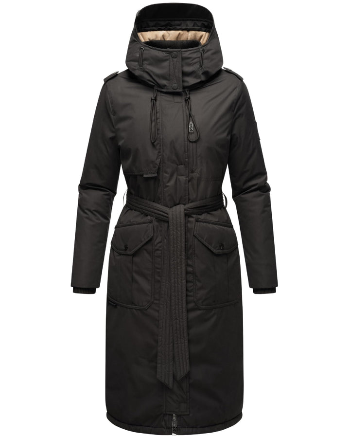Navahoo Damen Wintermantel Warmer Parka lang mit hohem Kragen und weicher Kapuze Hokulanii XS-XXL M