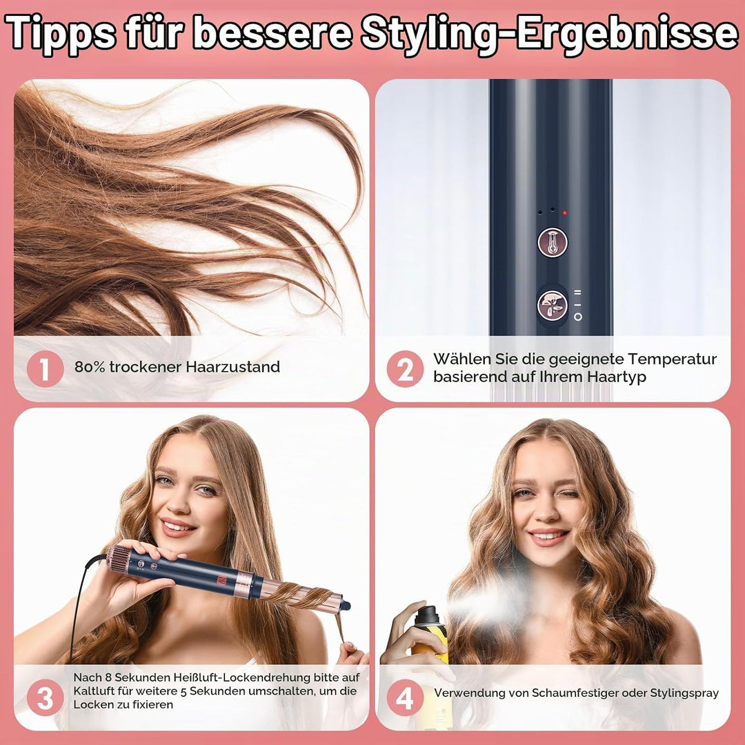 NDLT Hairstyler 6 in 1 Airstyler, 120.000 RPM Haarstyler mit Hochkonzentrierter Ionen-Technologie, W