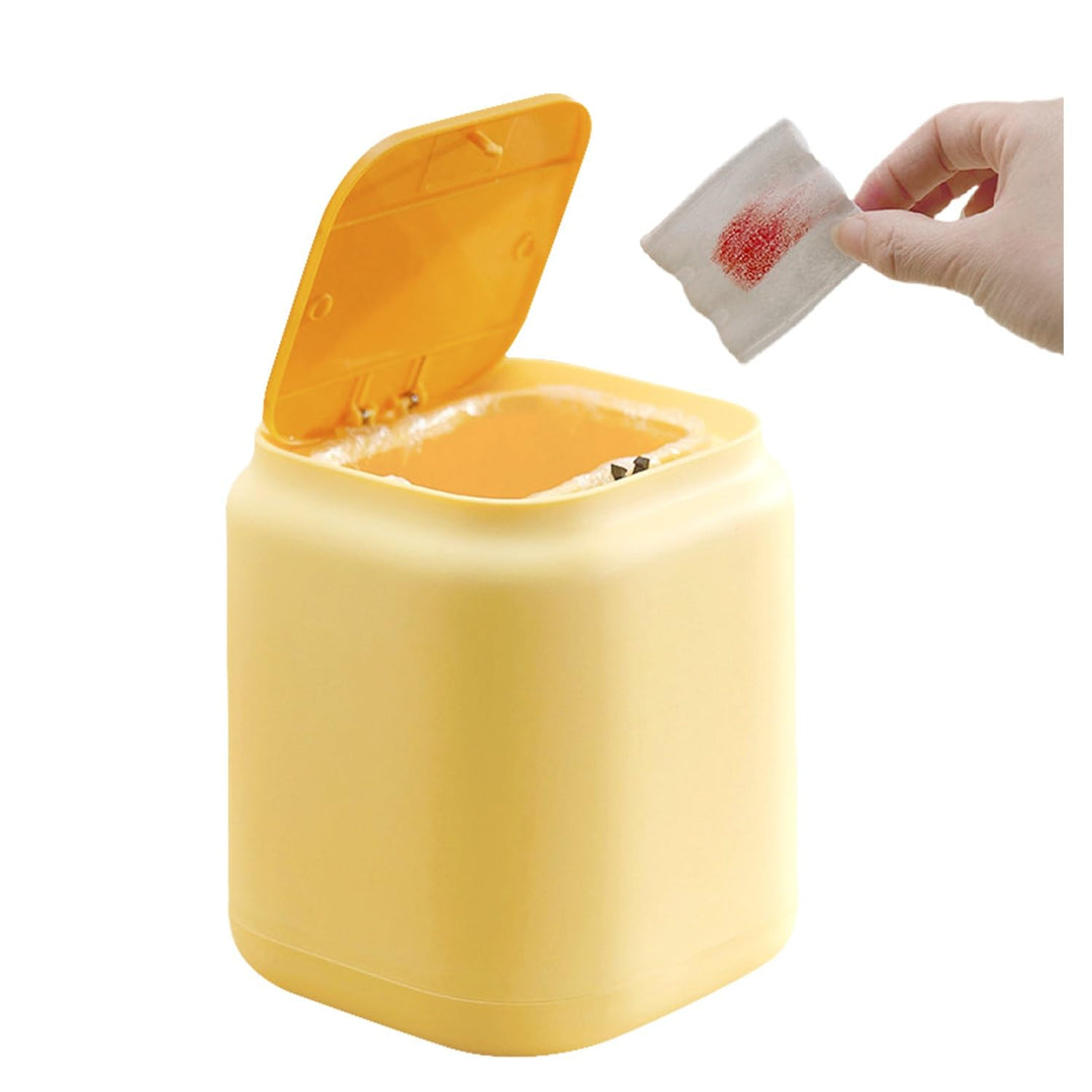 Tissting Mini Tischmülleimer mit Deckel, 1,5L 15 x 13 x 13 cm Kleine Kunststoff Tischabfalleimer Des