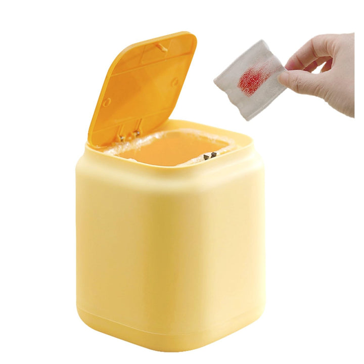 Tissting Mini Tischmülleimer mit Deckel, 1,5L 15 x 13 x 13 cm Kleine Kunststoff Tischabfalleimer Des