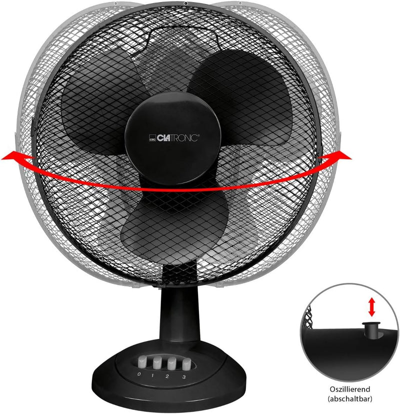 Clatronic Ventilator für Tisch/Tischventilator VL 3602; Mini-Fan für Schlafzimmer, Büro, Wohnmobil;