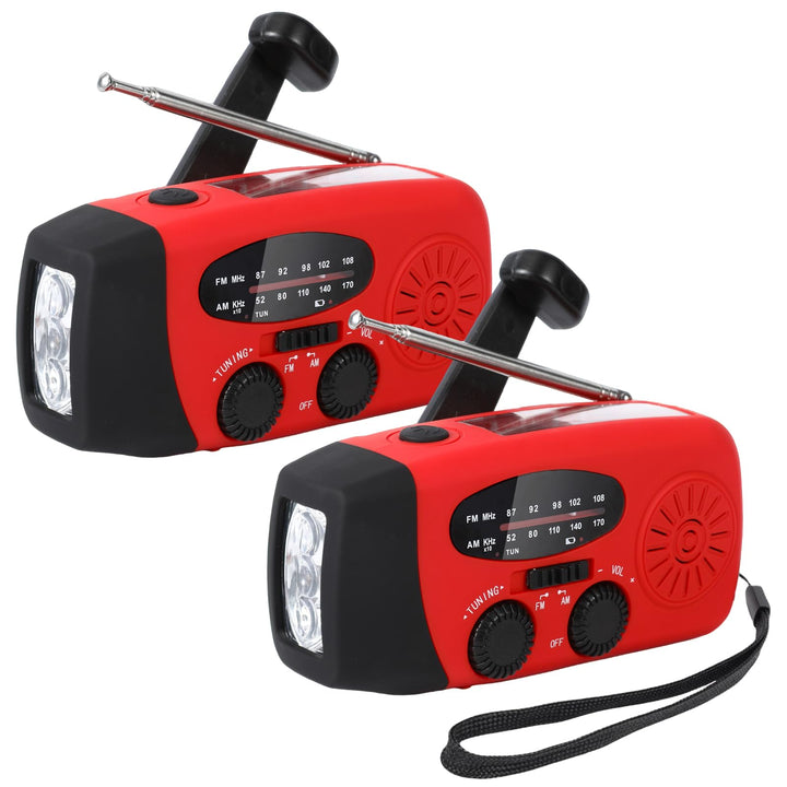 Kurbelradio,Notfallradio mit Kurbel und Solar,AM/FM/WB-Empfang,USB-Ladefunktion,LED-Beleuchtung,IP3X