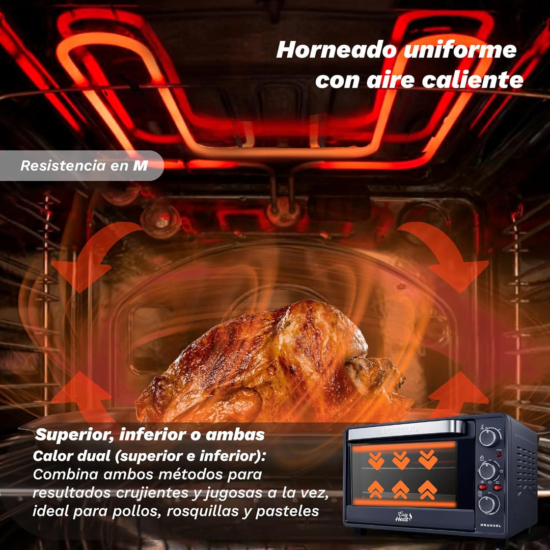 Grunkel Elektrischer Multifunktionsofen, 63 l, mit 3 Heizfunktionen und Temperaturwähler bis 230 °C,