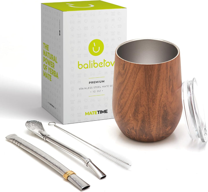 balibetov - Neu - Modernes Yerba Mate Gourd Set (Mate Tasse) - Doppelwandiger 18/8 Edelstahl Enthält