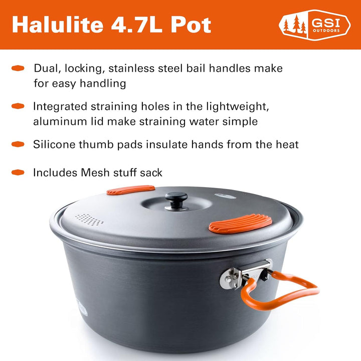 GSI Outdoors Halulite Kochtopf, Camping-Kochtopf 4.7 L, 4.7 L