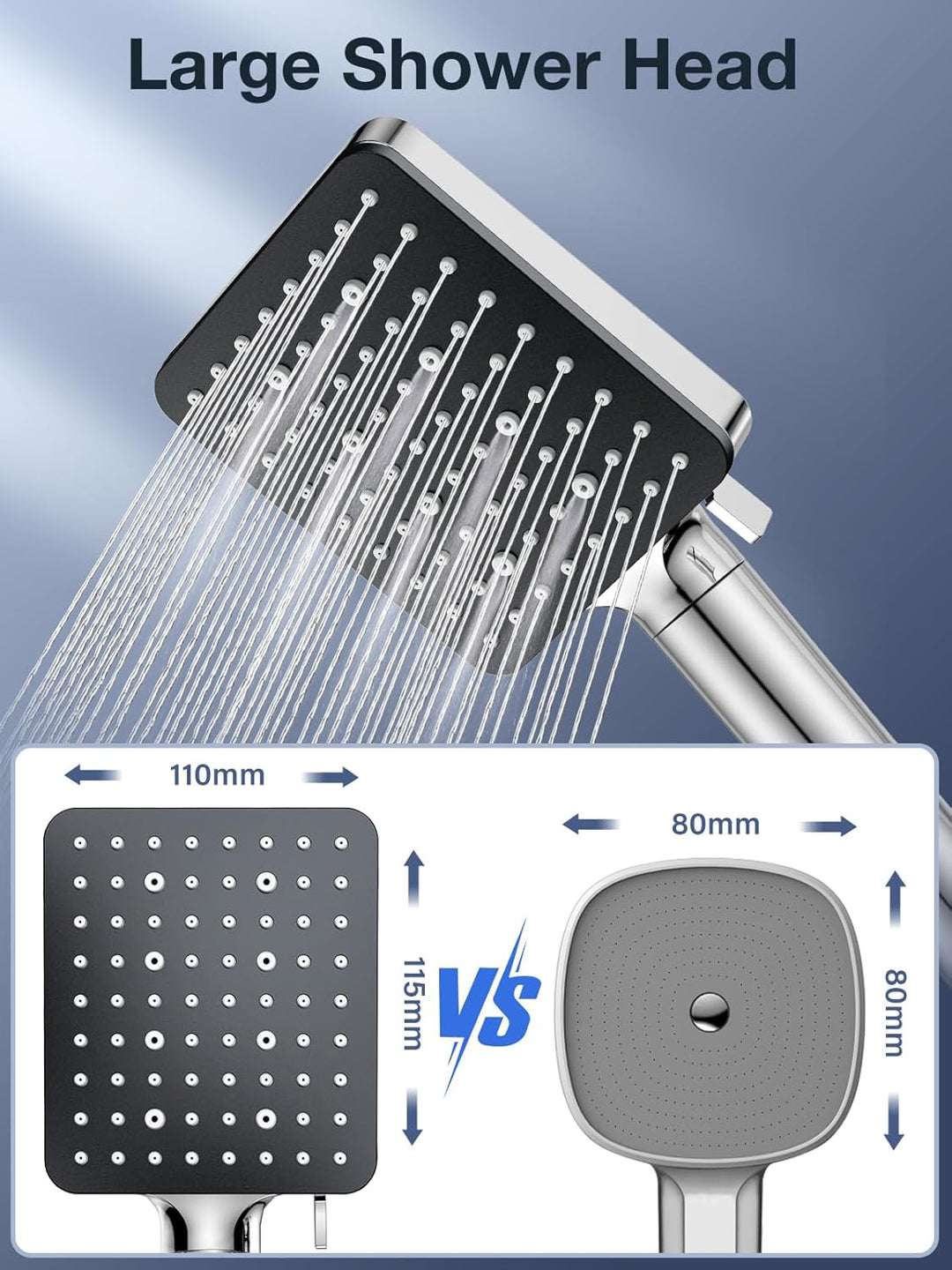 YEAUPE PRO Duschkopf mit Schlauch 1,6 m , Filter Duschbrause,Wassersparender Duschkopf, Hochdruck Ha