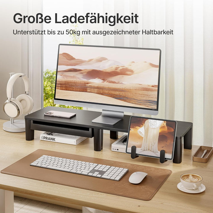 PEGZONE Monitor Stand Riser für Schreibtisch, ergonomischer Computer-Steiger mit Aufbewahrungs-Tasch