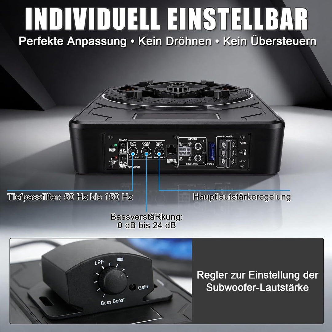 Fahrzeug Aktiver Subwoofer 10 Zoll Ultra Dünn Unter Sitz 800W Peak 220W RMS Aktives Bassmodul Integr