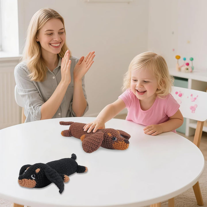 VZU Dackel Häkelset für Anfänger, Komplettes DIY Crochet Tier Kit mit Weichem Garn, Häkelnadel, Anle
