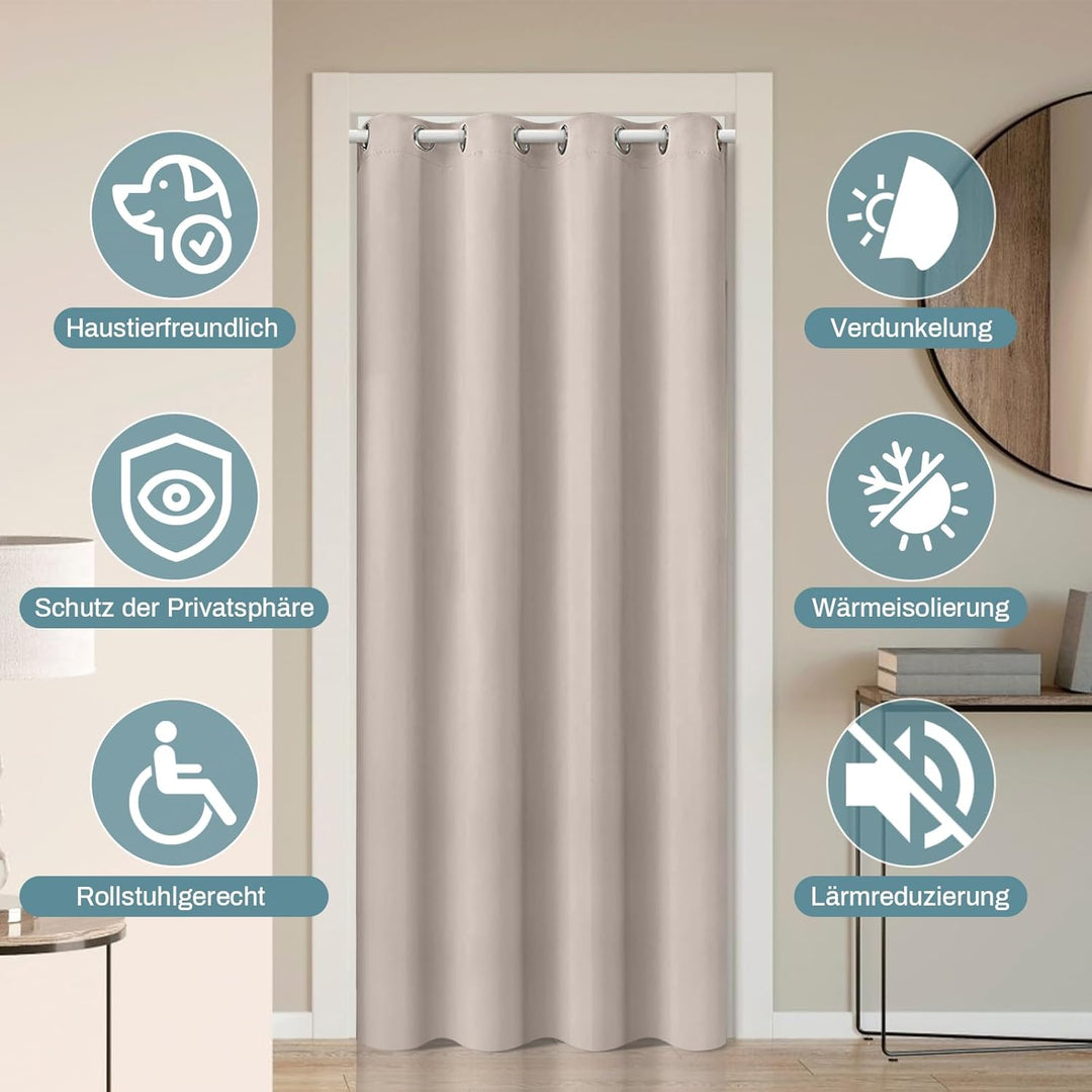 Lapalife Türvorhang Blickdicht Thermo Gardinen Vorhang mit Ösen für Fenster und Tür H203xB86cm Therm