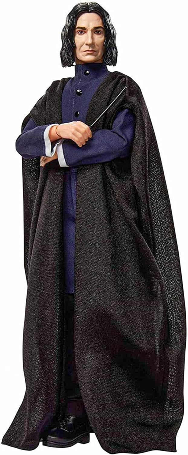 Harry Potter Mattel GNR35 - Professor Snape Puppe (ca. 30 cm), mit schwarzer Jacke, Umhang und Zaube
