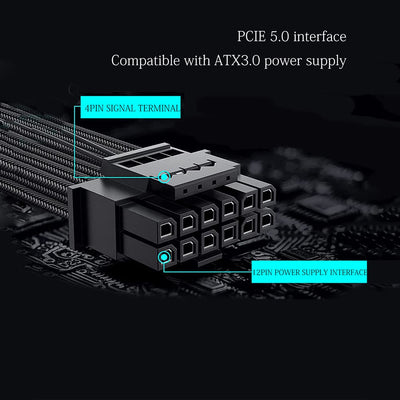 16 pin gpu Kabel，PCIE 5.0 GPU Stromkabel 70cm,16pin (12+4) 12VHPWR Anschluss für RTX 3090 Ti 4080 40