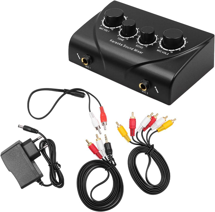 Tragbarer Karaoke-Mixer, 2 Mikrofon-Eingänge, digitaler Audio-Sound, Karaoke-Maschine, Echo-Mixer fü