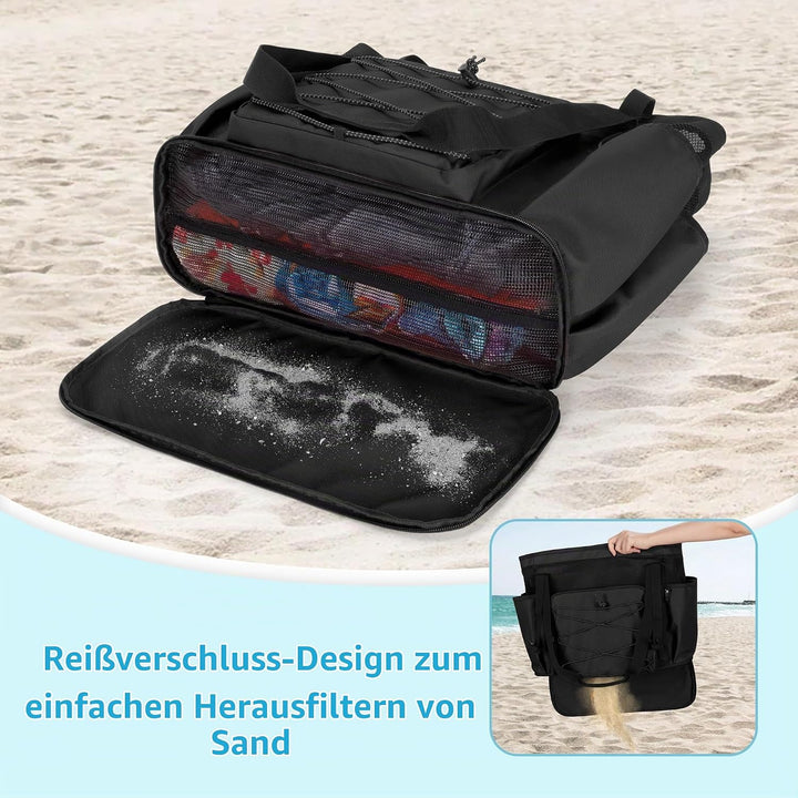 Fasrom Strandtasche XXL mit Reissverschluss unten, badetasche Gross | Mit Trennsystem mit 2 Schichte