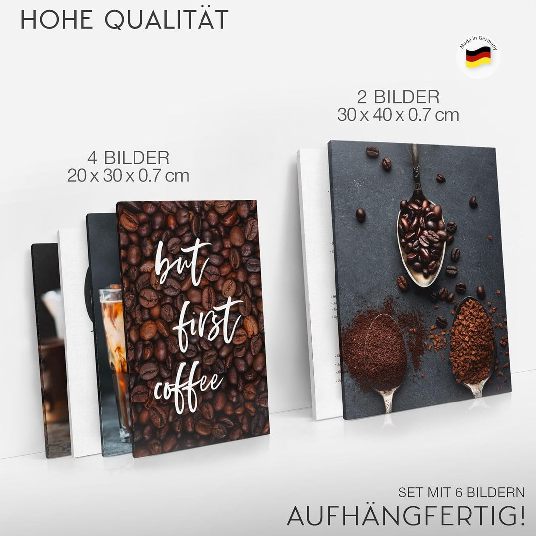 Novart Bilder Set - AUFHÄNGFERTIG - KEIN EXTRA RAHMEN BENÖTIGT - Kaffee Coffee Modern Küche - Esszim