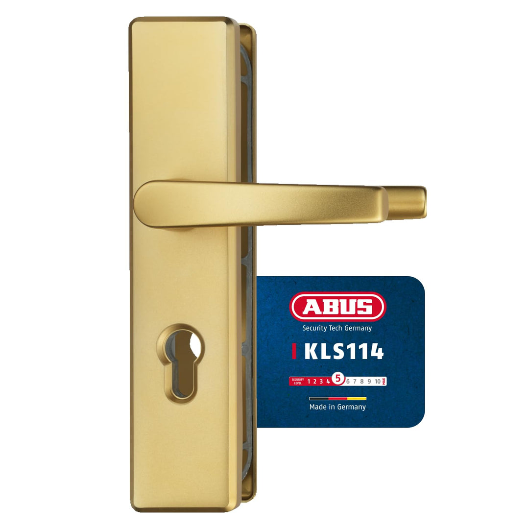 ABUS Tür-Schutzbeschlag KLS114 F3 messing mit beidseitigem Drücker 08297 F3 Messing Beidseitiger Drü