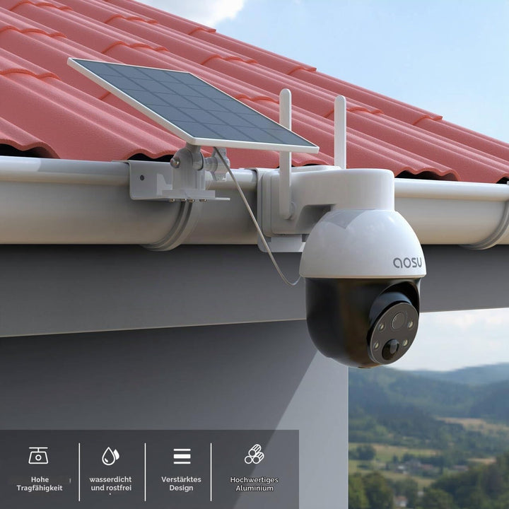 Dachrinnenhalterung für AOSU 2K/3MP Solar Überwachungskamera Aussen Akku (C9L) und AOSU 3K/5MP Überw