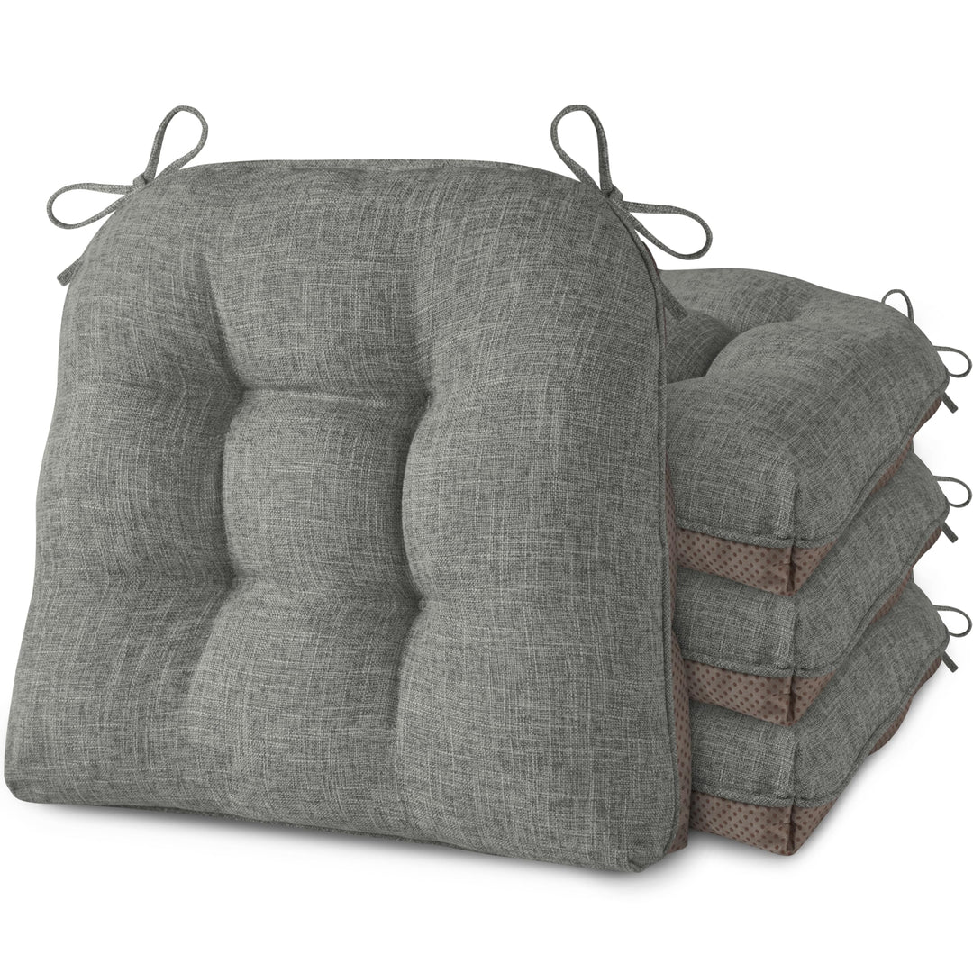 AddGrace 4er Set Stuhlkissen 46x44 cm Sitzkissen für Esszimmerstühle mit Bändern rutschfeste Sitzkis