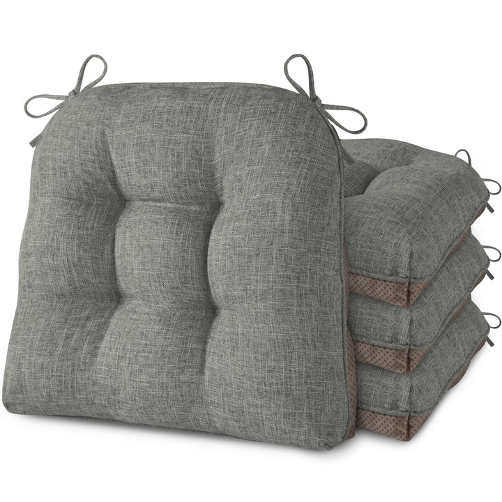 AddGrace 4er Set Stuhlkissen 46x44 cm Sitzkissen für Esszimmerstühle mit Bändern rutschfeste Sitzkis