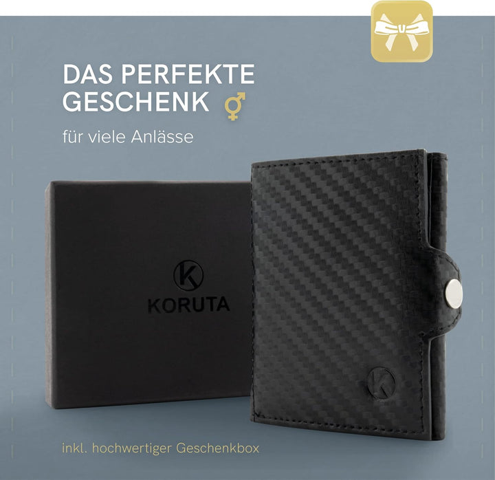 KORUTA® Slim Wallet mit Münzfach &amp; RFID Schutz - Kartenetui - Mini Geldbörse für Herren &amp; Damen - Kr