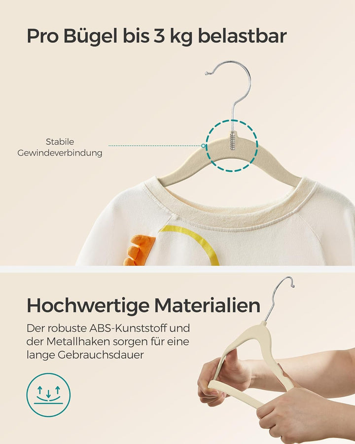 SONGMICS Kinderkleiderbügel, 50er Set Kleiderbügel Kinder, Baby-Kleiderbügel, Bügel Samt, 360° drehb