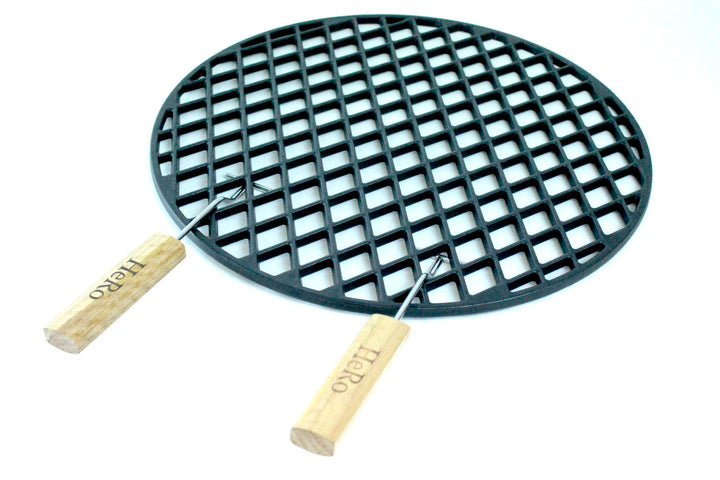 HeRo24 Guss Grillrost Ø 44,5cm emailliert massiv Inclusive 2 Griffe ! auch z.B für Weber 45,46,47cm