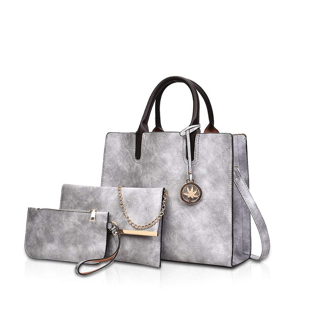 NICOLE & DORIS Damen handtaschen 3 Stück Leder handtasche für Damen aus Leder Totes + Crossbody + Ge