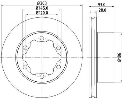 HELLA PAGID 8DD 355 118-061 Bremsscheibe - 59434 - 303mm - 28mm - Innenbelüftet - für u.a. MERCEDES-