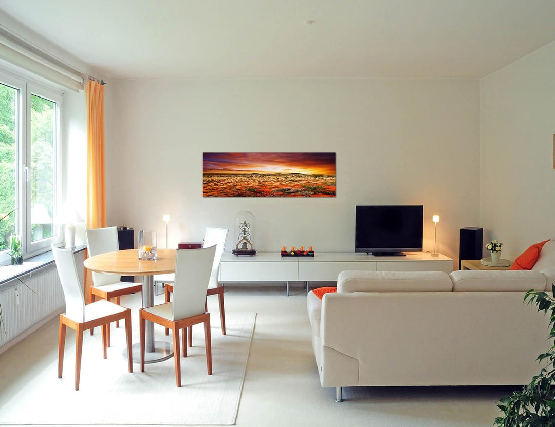 Paul Sinus Art Panoramabild auf Leinwand und Keilrahmen 120x40cm Australien Landschaft Sonnenunterga