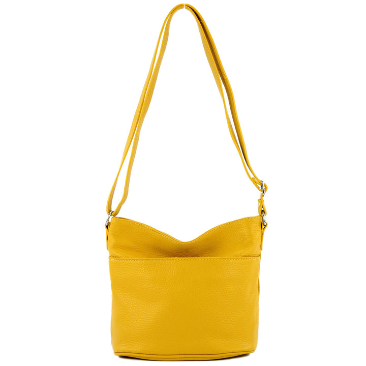 modamoda de - T198 - ital. Umhängetasche Klein Small aus Leder Sonnengelb, Sonnengelb