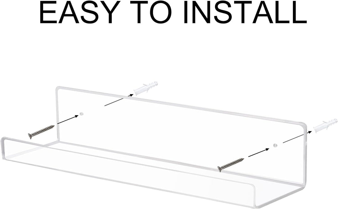 ECOSEAO Acryl-Sich hin- und herbewegende Regale, klare Display-Regale, an der Wand befestigtes Büche